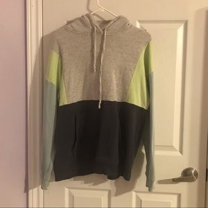 XS green, gray, blue colour block American Eagle Hoodie (fits like a medium)